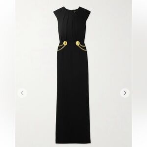 Rebecca Vallance Black Maxi Dress with Gold Chains